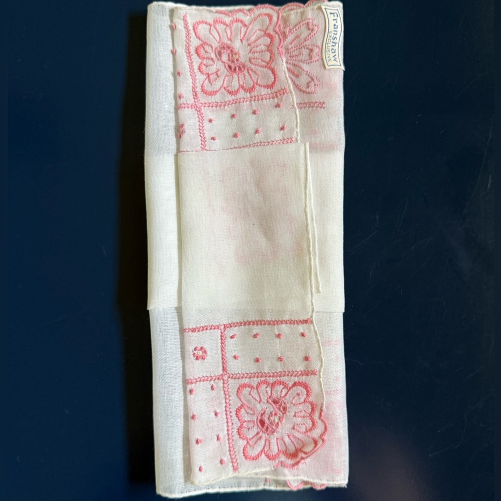 Vintage‎ Embroidered Floral Handkerchief